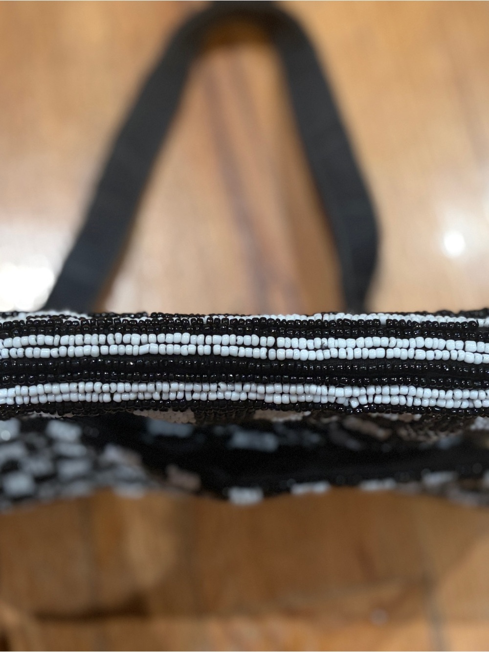 ANTHROPOLOGIE Black & White Beaded Shoulder Bag - Picture 10 of 12